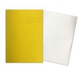 Yellow and white jotter on a white background