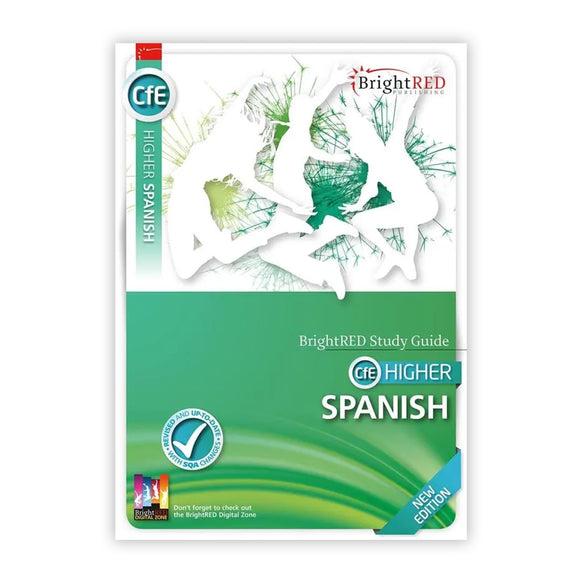 BrightRED Study Guide for Higher Spanish with CfE logo on a white background