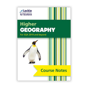Book cover of 'Higher Geography' course notes by Leckie on a white background