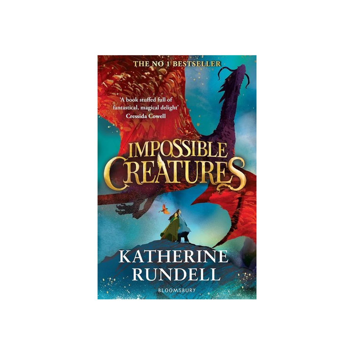Book cover of 'Impossible Creatures' by Katherine Rundell with a fantasy design.
