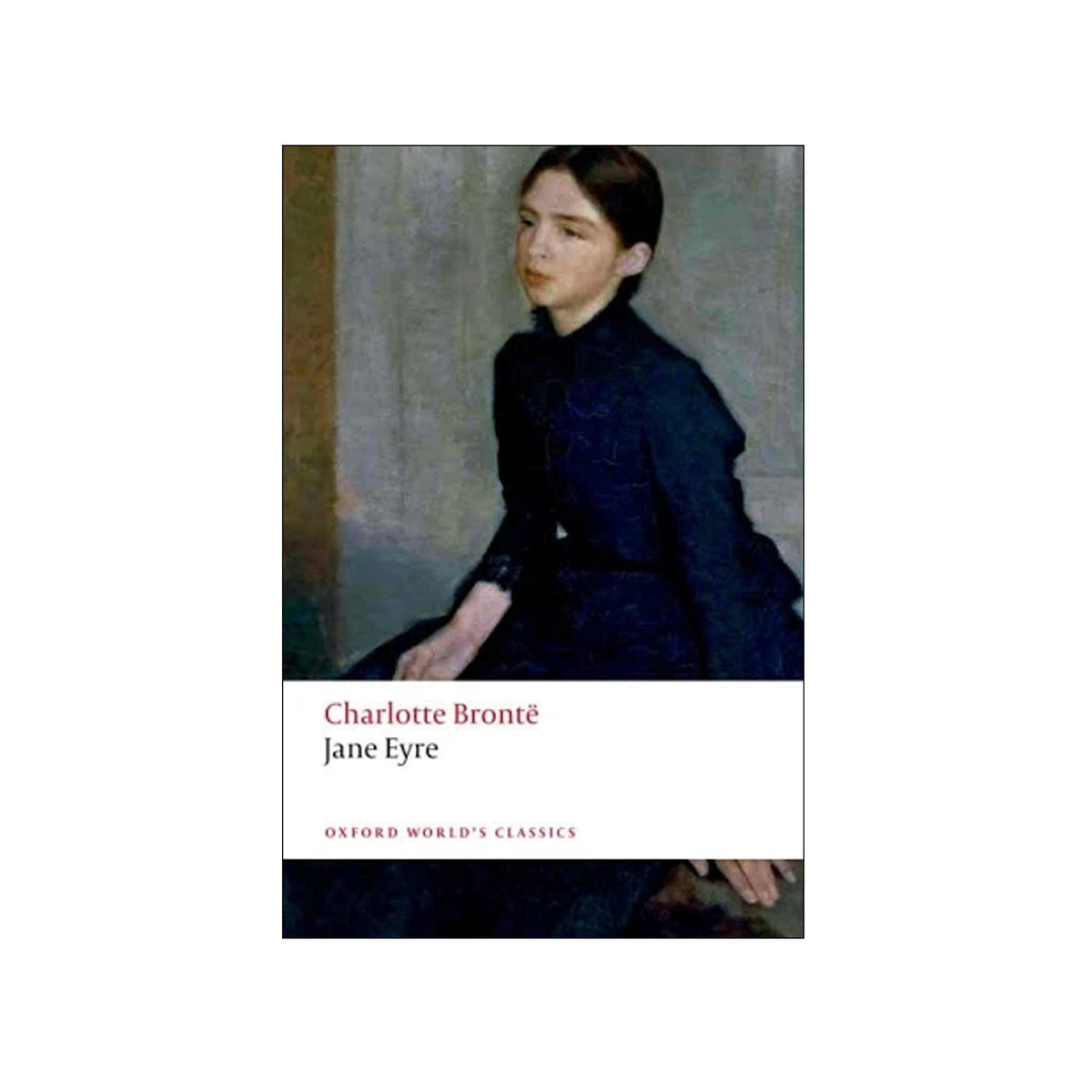 Book cover of 'Jane Eyre' by Charlotte Bronté featuring a portrait of a woman.