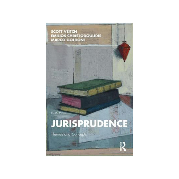 Book cover of 'Jurisprudence: Themes and Concepts' by Scott Veitch, Emilos Christopoulos, and Marco Goldoni with a minimalistic design.