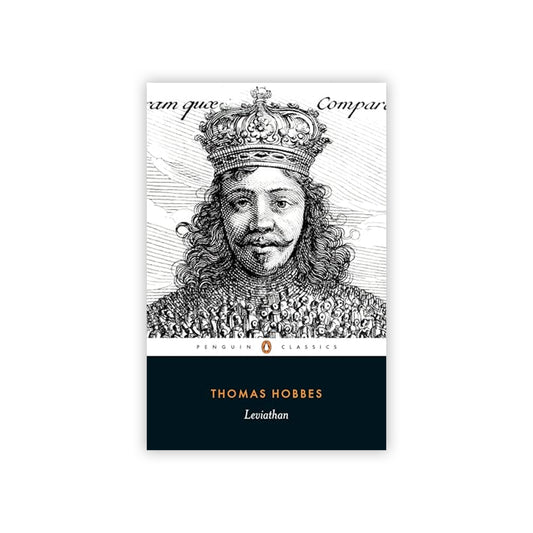 Book cover of 'Leviathan' by Thomas Hobbes with a black and white illustration of a crowned figure.