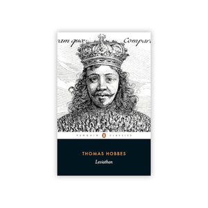 Book cover of 'Leviathan' by Thomas Hobbes with a black and white illustration of a crowned figure.