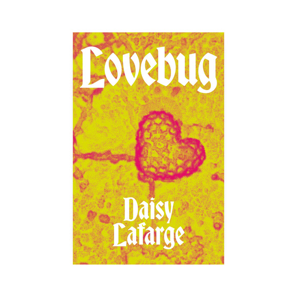 Book cover of 'Lovebug' by Daisy Lafarge with a yellow background and heart design.