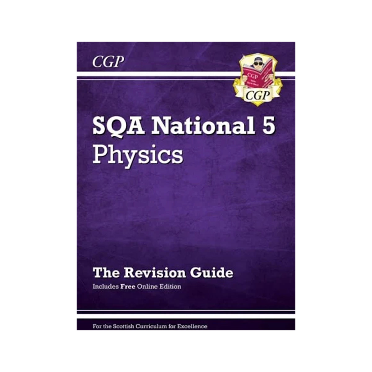 Purple book titled 'SQA National 5 Physics: The Revision Guide' with a visible brand logo on a white background.