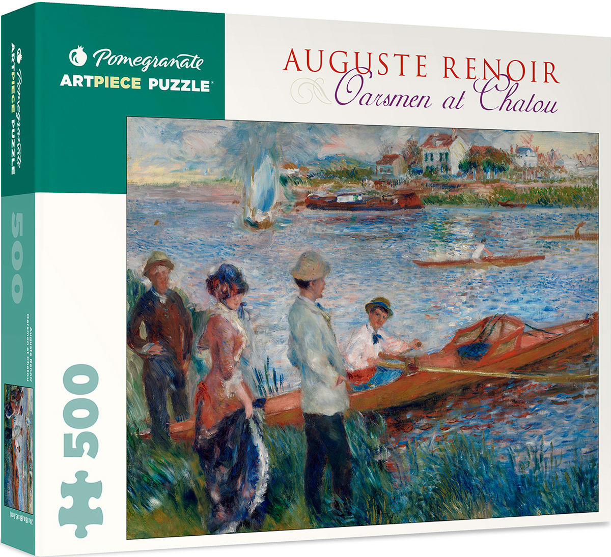 Picture of Renoir - Oarsmen at Chatou, features painting of figures at lakeside with  boats on the river