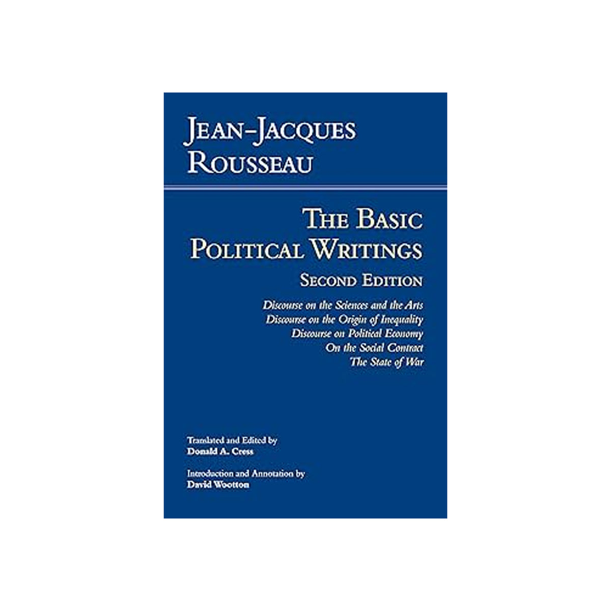 Book cover of 'The Basic Political Writings' by Jean-Jacques Rousseau with a blue background
