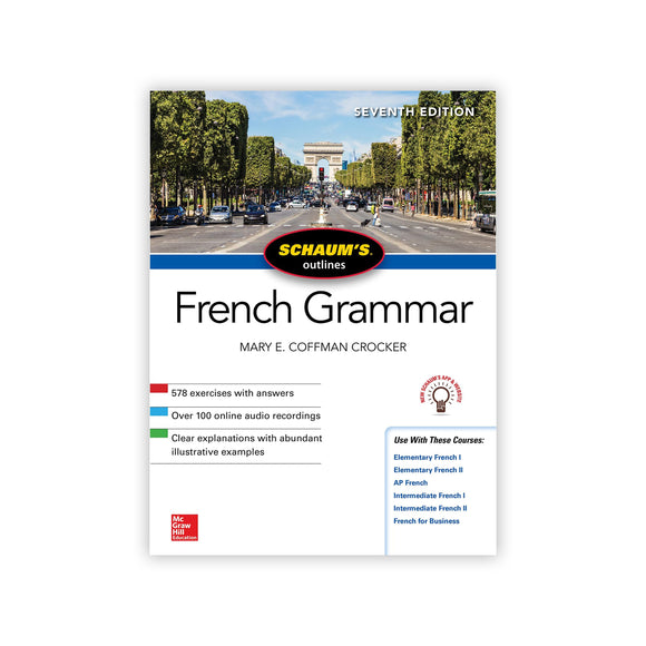 Book cover of 'Schaum's Outline of French Grammar' by Mary E. Coffman Crocker on a white background