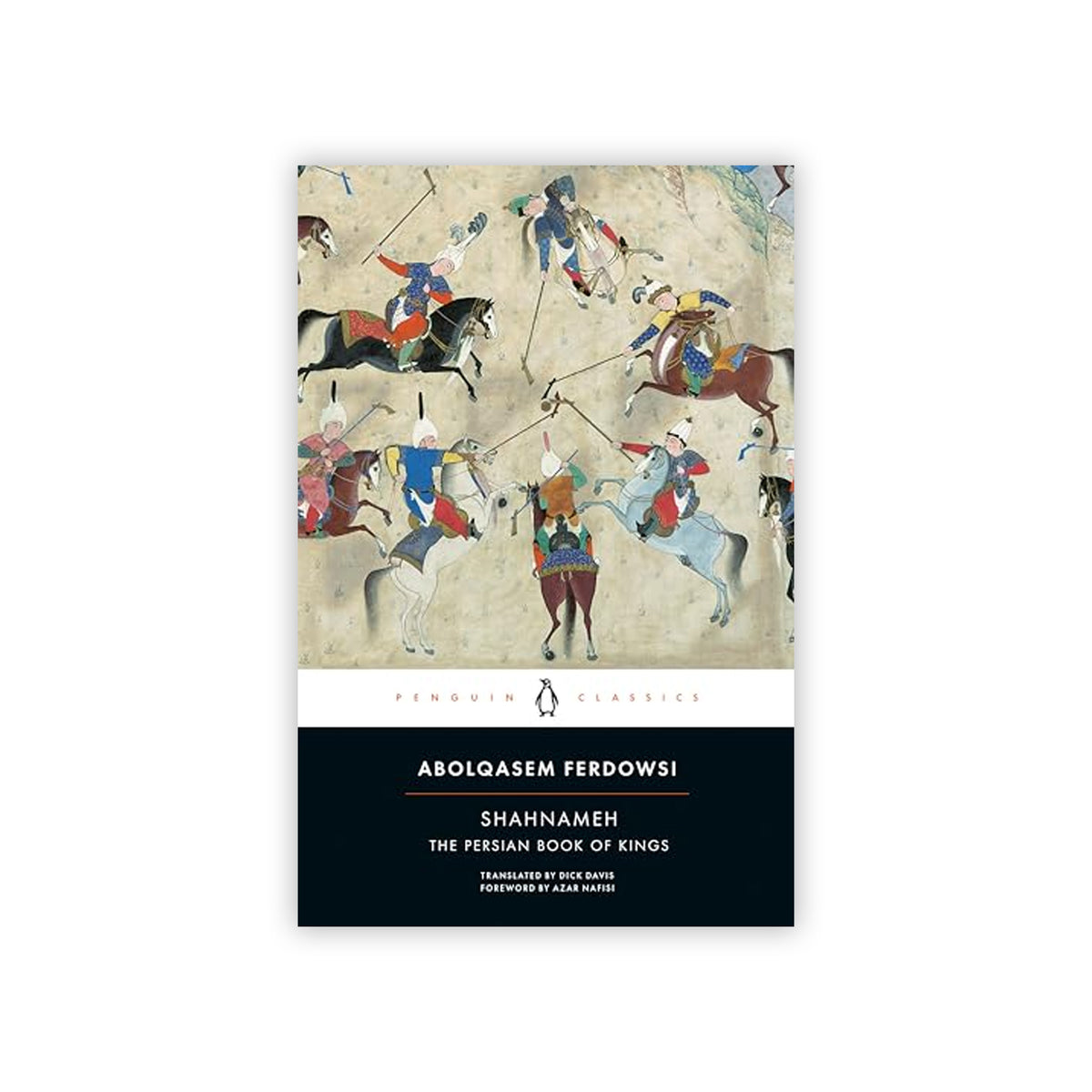 Book cover of 'Shahnameh' by Abolqasem Ferdowsi with illustrations on a beige background