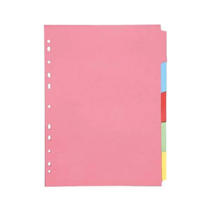 Pink divider with colorful tabs on a white background