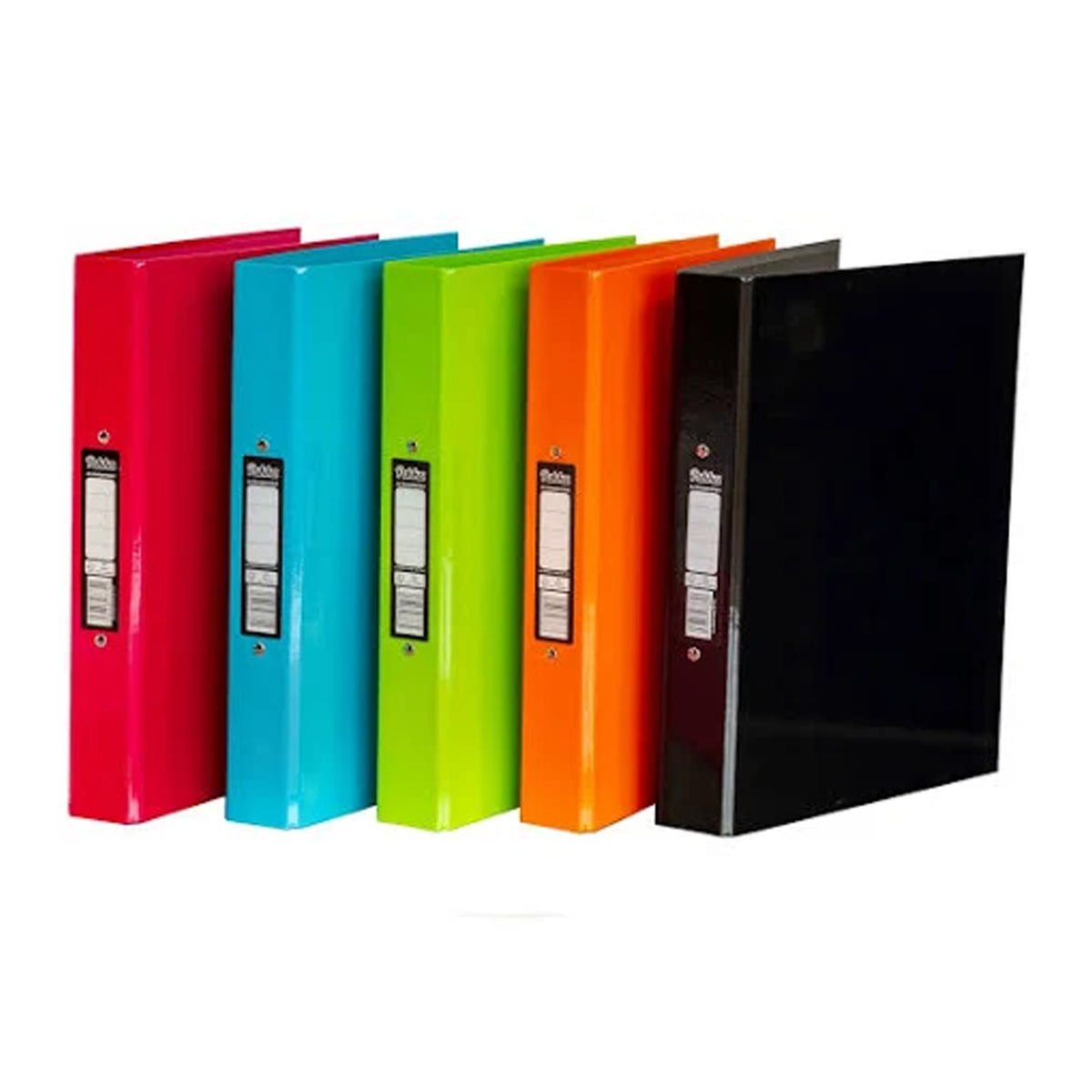 Set of colorful binders on a white background