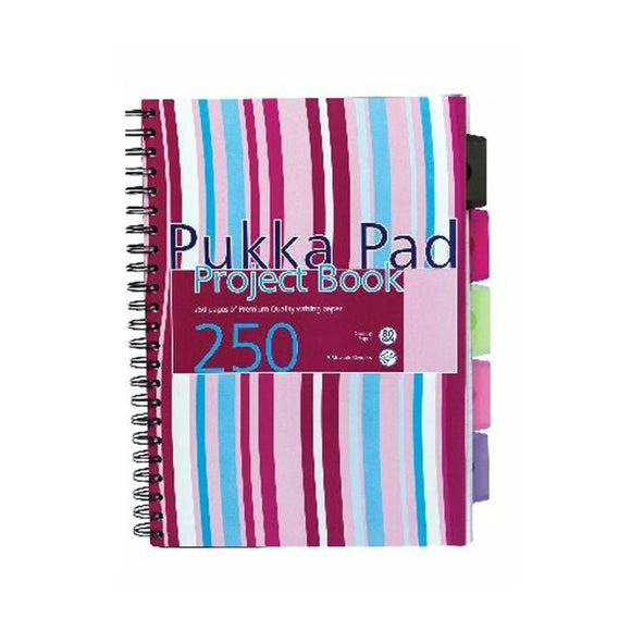 Pukka Pad Project Book with colorful striped cover on a white background