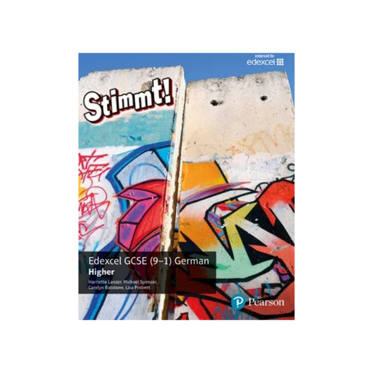 Graffiti-covered book cover with 'Stimmt!' and Pearson branding on a white background