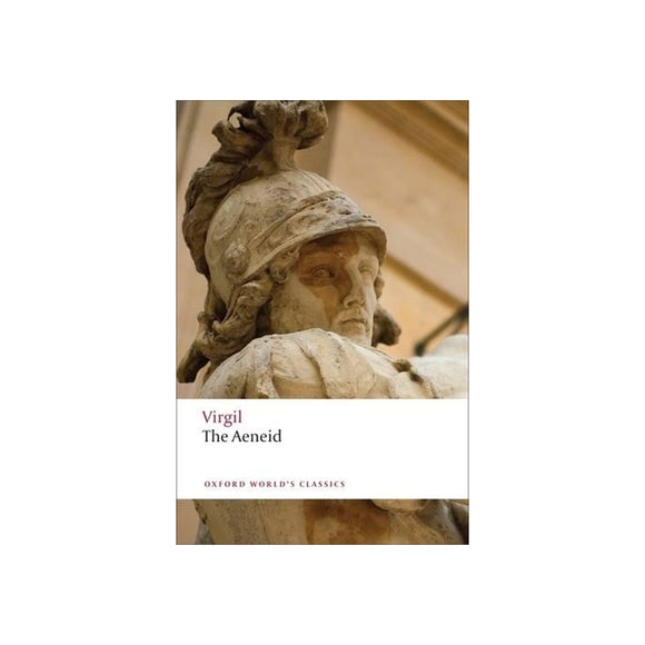 Book cover of 'The Aeneid' by Virgil with a classical statue head design.