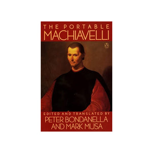 Book cover of 'The Portable Machiavelli' with a portrait and red border.