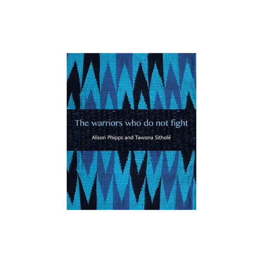 Book cover with blue and black pattern and text on a white background
