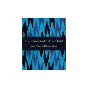 Book cover with blue and black pattern and text on a white background
