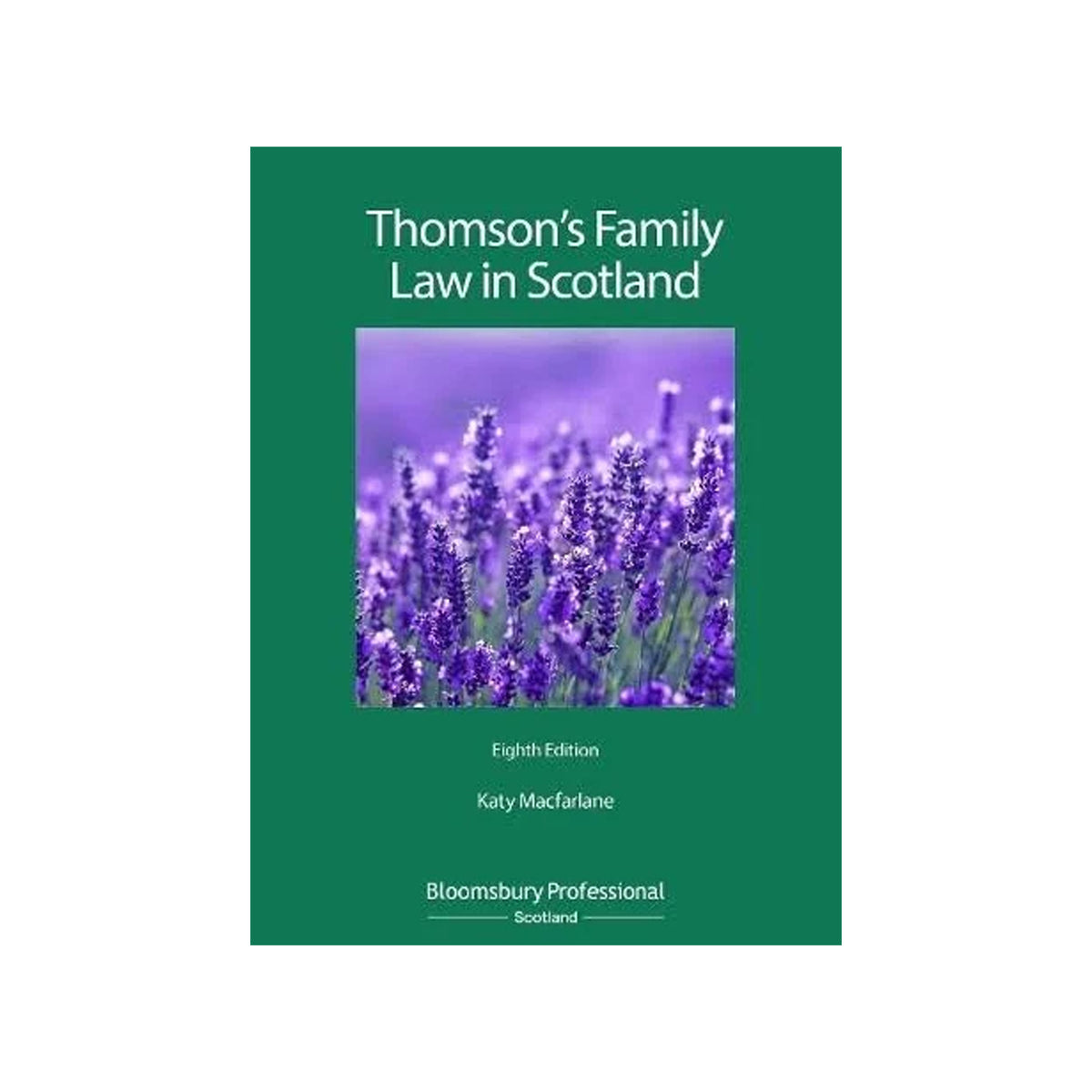 Book cover of 'Thomson's Family Law in Scotland' with a green background and lavender image.