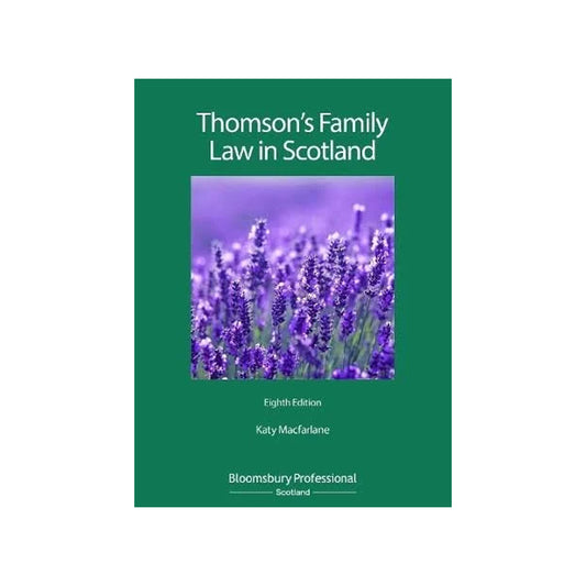 Book cover of 'Thomson's Family Law in Scotland' with a green background and lavender image.