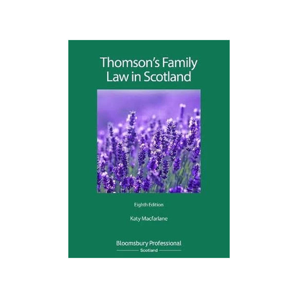 Book cover of 'Thomson's Family Law in Scotland' with a green background and lavender image.