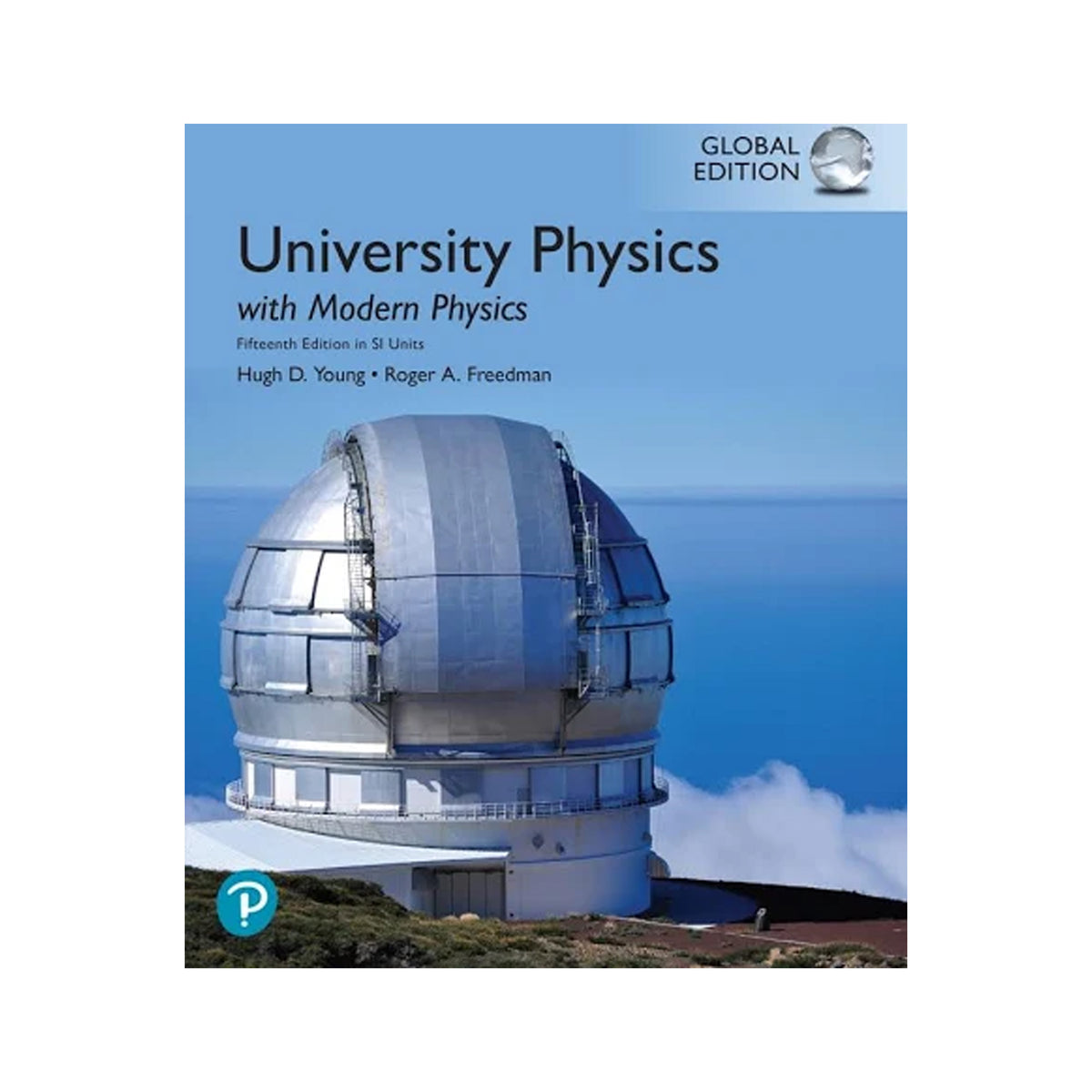 Book cover of 'University Physics with Modern Physics' featuring an observatory on a blue background.