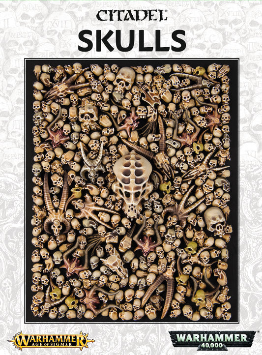 Packaging of Citadel Skulls with Warhammer logo on a light gray background