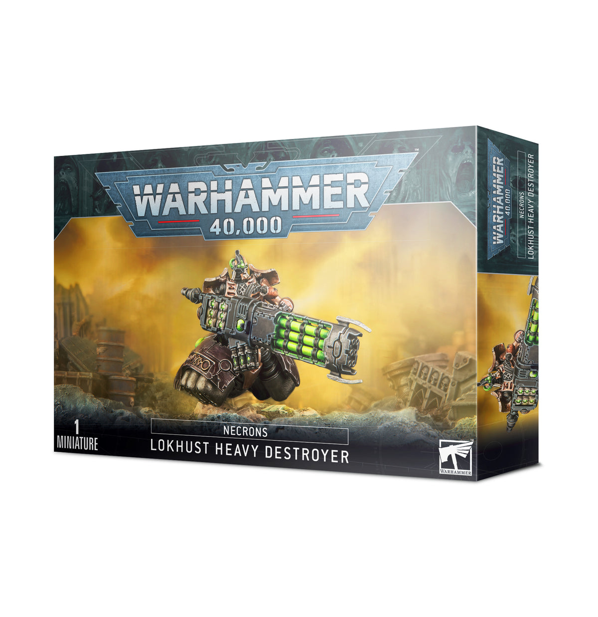 Warhammer 40,000 game box for Necrons Lokhust Heavy Destroyer on a white background