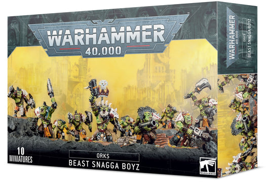 box of Ork beast snagga boyz on yellow background