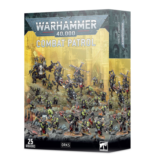Ork combat Patrol boxed minatures on a white background