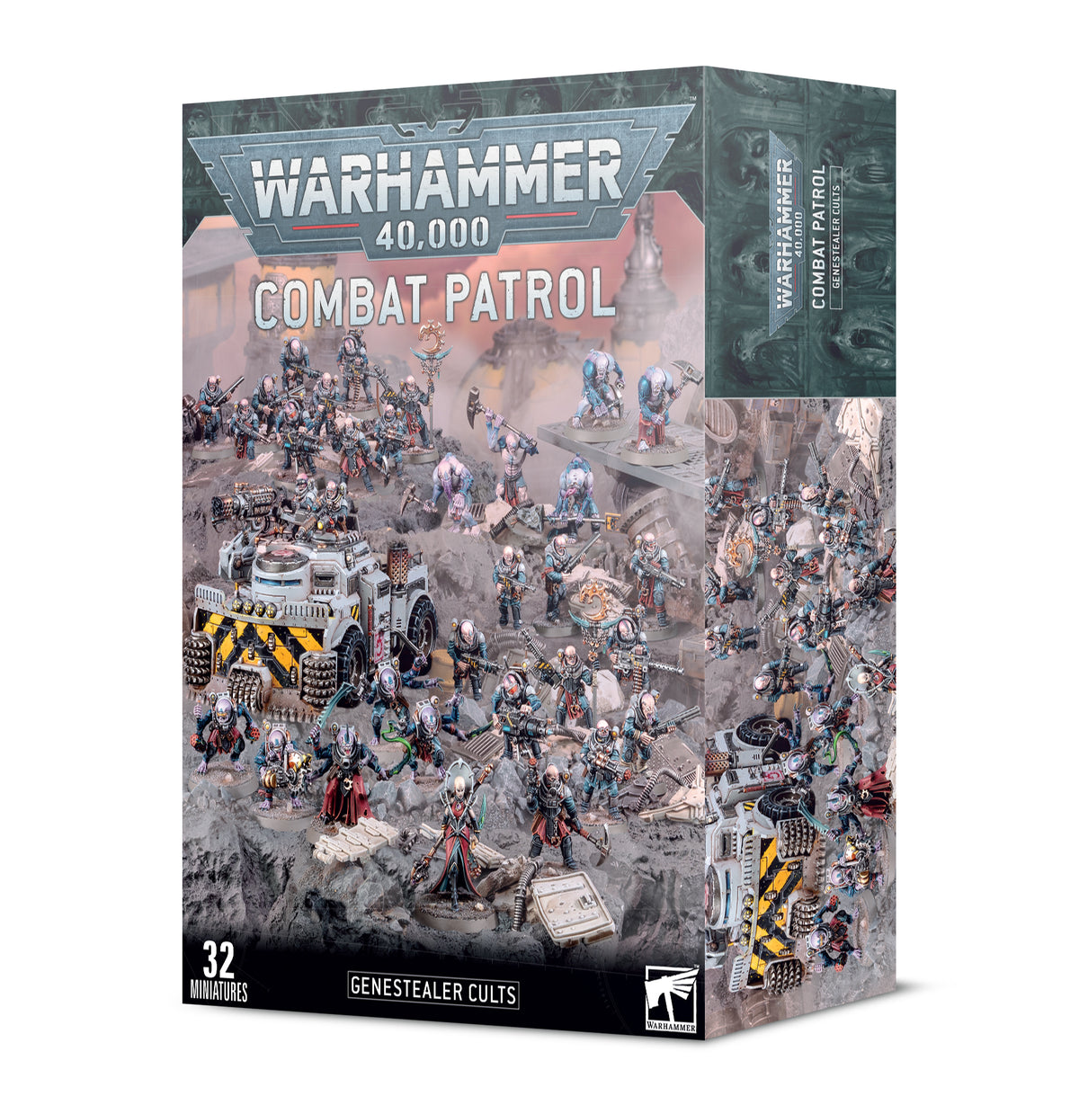 Box of Genestealer cults Minatures on a white background