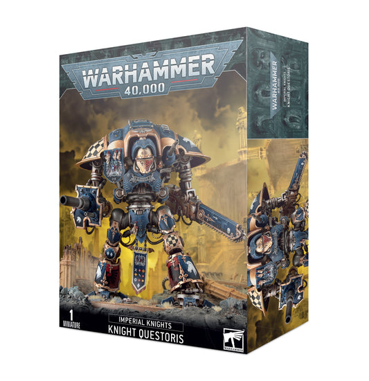 Warhammer 40,000 Imperial Knights Knight Questoris toy figure packaging on a white background