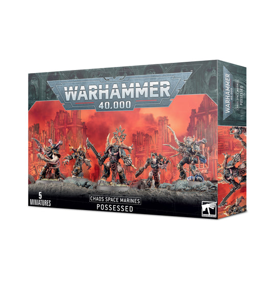 POSSESSED CHAOS SPACE MARINES ON A RED BACK GROUND