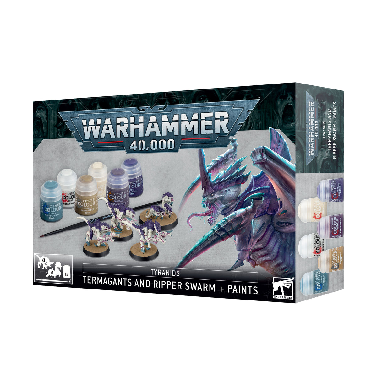 SET OF PAINTS WITH TERMAGENTS AND RIPPER SWARM MINATURES