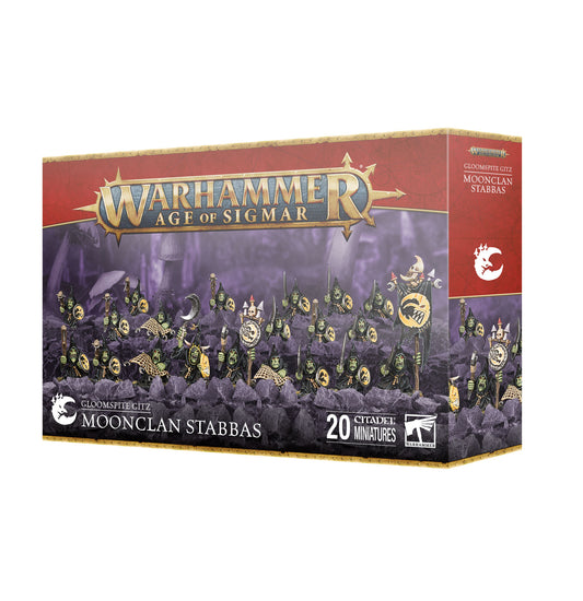 Warhammer Age of Sigmar Moonclan Stabbas miniatures box on a white background