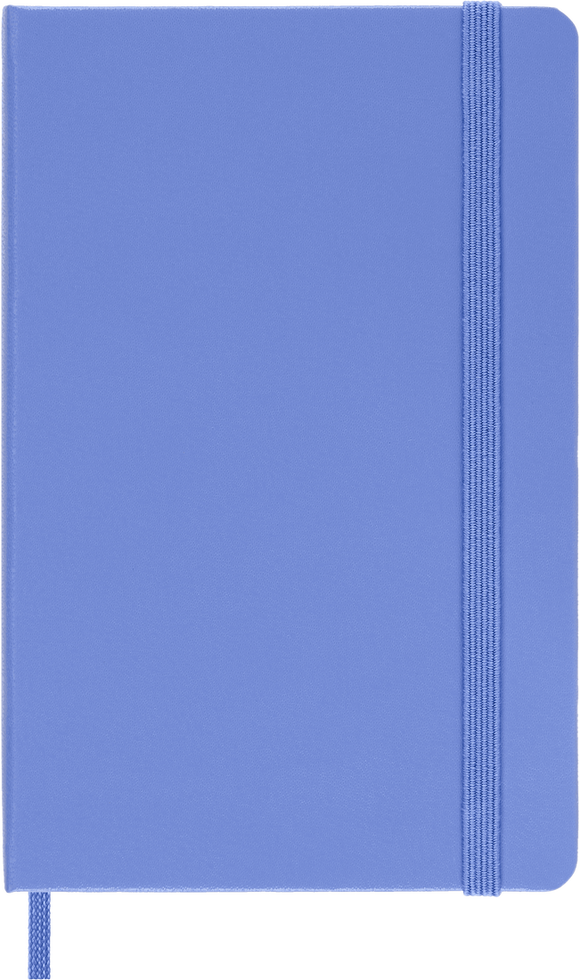 Blue notebook with a strap on a white background