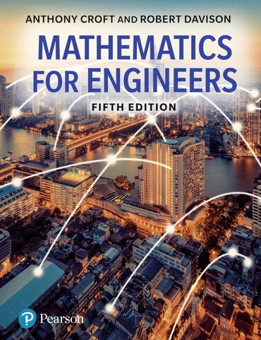 Mathematics for Engineers by Croft & Davison cover features a city scape with beams of light joining buildings